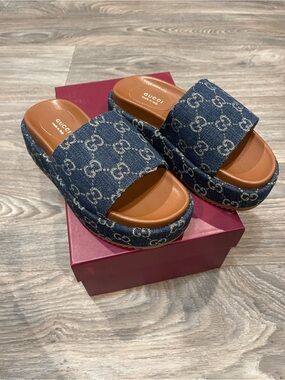 Gucci Denim Platform Canvas Sandals – Women’s – Size 36
